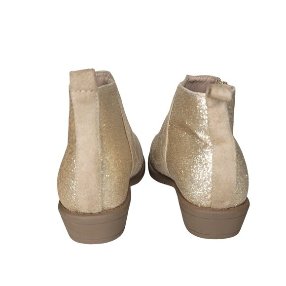 Toddler Girls' Tan Suede & Glitter Ankle Boots booties With Side Zipper size 1 - Picture 4 of 12